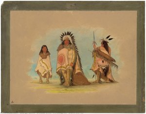 A Sioux Chief, His Daughter, And A Warrior — George Catlin