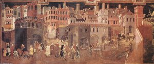 Effects Of Good Government On The City Life (detail) — Ambrogio Lorenzetti