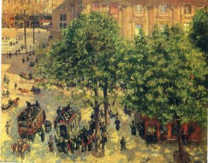 Place Du Theatre-francais, Primavera — Camille Pissarro