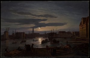 Copenhagen Harbor By Moonlight — J.c. Dahl