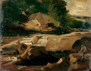 River Landscape With Rocks In The Foreground — Joseph Clover