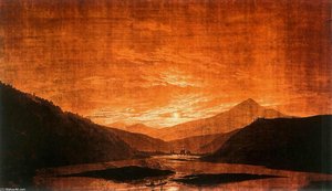 Mountainous River Landscape (night Version) — Caspar David Friedrich