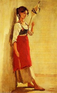 Jeune Italienne De Papigno Avec Son Fuseau — Jean-baptiste-camille Corot
