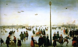 Winter Landscape With A Frozen River And Figures — Hendrick Avercamp