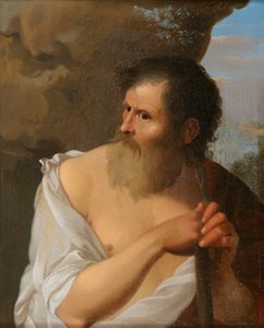 Figure Of A Bearded Man Leaning On A Staff — Cornelius Van Poelenburgh