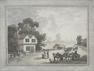 Horses And Carts On A Country Road — Thomas Rowlandson