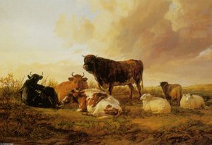 Cattle And Sheep In A Field — Thomas Sidney Cooper