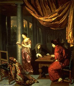 Interior With Figures Playing Tric Trac Bfc — Frans Van Mieris
