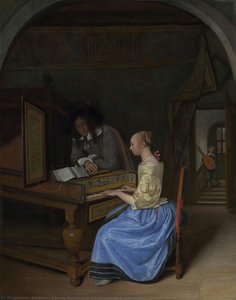 A Young Woman Playing A Harpsichord To A Young Man — Jan Steen