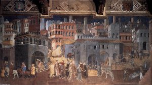 A Jó Község Hatása Városi Életre ( Részlet ) — Ambrogio Lorenzetti