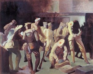 Sketch Of Soldiers Arriving On Leave — Bernard Meninsky