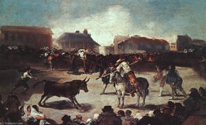 Spettacolo Di Corride In Villaggio - Olio Su Legno - — Francisco José De Goya Y Lucientes