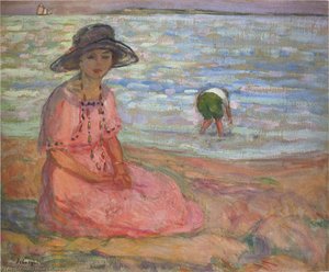 A Girl In A Pink Robe By The Sea — Henri Lebasque