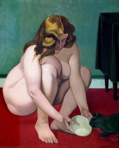 Squatted Woman Offering Of Milk To A Cat — Félix Vallotton