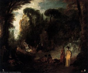 Versammlung In Einem Park — Jean-antoine Watteau