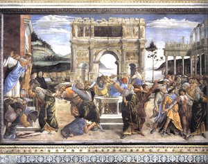 Pokání Koracha A Kamenování Mojžíše A Aarona — Sandro Botticelli