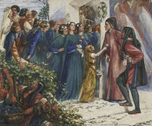 Beatrice Meeting Dante At A Marriage Feast, Denies Him Her Salutation — Dante Gabriel Rossetti