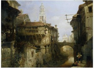 Old Buildings On The Darro, Granada — David Roberts