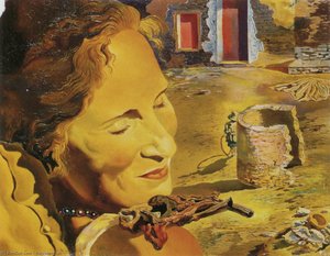 살바도르 달리 초상화: 어깨 위 양 두 마리를 얹은 갈라, 1933 — 살바도르 달리
