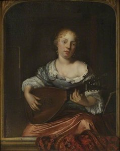 A Young Lady Playing The Lute — Eglon Hendrik Van Der Neer
