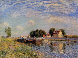 Saint Mammes, Patos En El Canal — Alfred Sisley