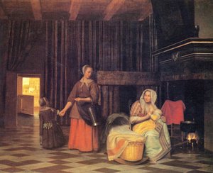 Woman With Infant, Serving Maid With Child — Pieter De Hooch