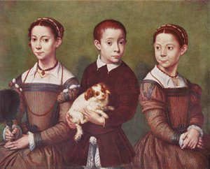 Three Children With Dog — Sofonisba Anguissola
