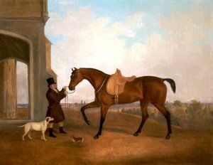 A Horse And Groom Outside A Porch — John Boultbee