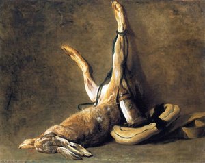 Hare With Game Bag And Powder Flask — Jean-baptiste-siméon Chardin