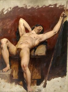 Reclining Male Nude, Raised Right Knee — William Etty