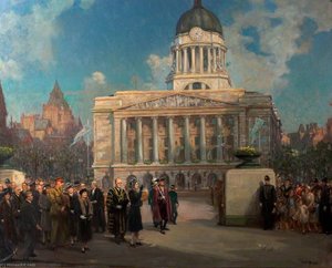 Lord Mayor And Lady Mayoress Receiving Princess Elizabeth In The Council House Square, 2 April 1946 — Arthur Spooner