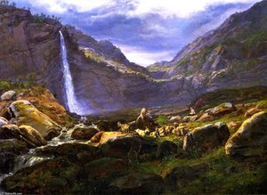 Veduta Delle Feigumfoss Nel Lysterfjord — Johan Christian Dahl
