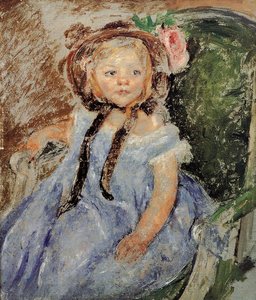 Sara In Dunkler Haube Mit Rechter Hand Auf Armlehne Des Stuhls — Mary Stevenson Cassatt
