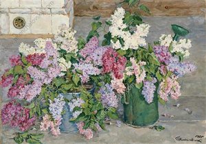 Still Life. Lilac, A Bucket And A Watering Can. — Pyotr Konchalovsky