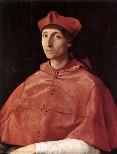 Ši Nuostabioji Portretų Tapyba, Kuriame 1510 Metais, Atspindi Renesanso Laikotako Aukso Amžių. Rafaeliui Pavyko Sukurti Tikrovišką Kardinolo Portretą, Išryškindamas Jo Autoritetą Ir Įtakingumą. Tapyboje Naudojami Subtilūs Spalvų Deriniai, Atspindintys Aud — Rafaelis