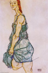 Donna Seduta In Una Camicia Verde — Egon Schiele