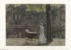Housemaid With Pram — Isaac Israels