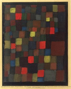 Abstract Colour Harmony In Squares With Vermillion Accents — Paul Klee