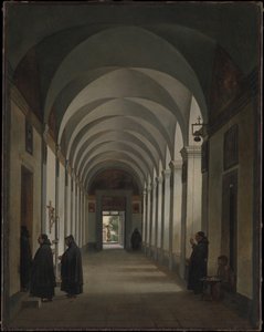 Monks In The Cloister Of The Church Of Gesù E Maria, Rome — François Marius Granet