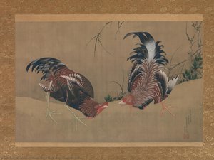 Coqs Combatifs — Katsushika Hokusai