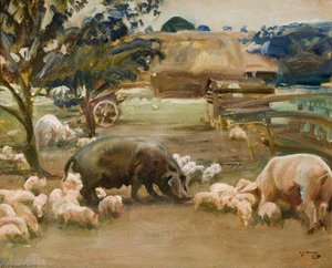 Maiali A Great Thurlow, Suffolk — Sir Alfred James Munnings