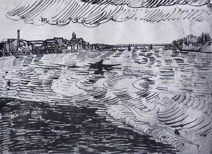 Rhone Con Barche E Ponte — Vincent Willem Van Gogh