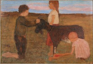 Landschaft Mit Drei Kindern Und Ziege — Paula Modersohn-becker