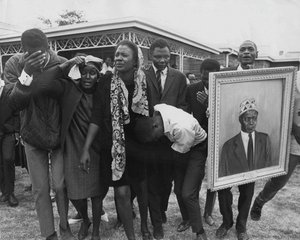Mrs. Pamela Mboya Is Escorted To The House After Following Her Husband’s Coffin From The Mortuary In Nairobi, Kenya — Mohamed Amin