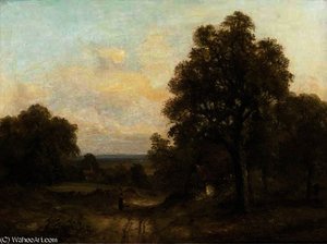 A Figure On A Track In A Wooded Landscape — Frederick Waters (william) Watts