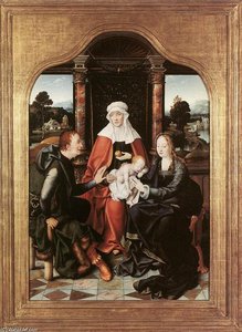 St Anne S Marií A Dítětem A Joachem — Joos Van Cleve