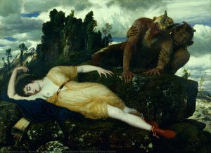 Sleeping Diana Watched By Two Fauns — Arnold Böcklin