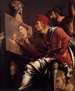 St Luke Painting The Virgin And Child (detail) — Maerten Van Heemskerck