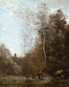 Una Mucca Al Pascolo Sotto Una Betulla — Jean-baptiste-camille Corot