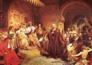 Columbus Before The Queen, (painting) — Emanuel Gottlieb Leutze